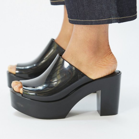 Melissa Mule-sandal-black-platform-PVC-sz 5 - Picture 1 of 8